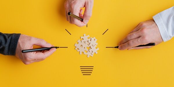 Conceptual image of vision and teamwork